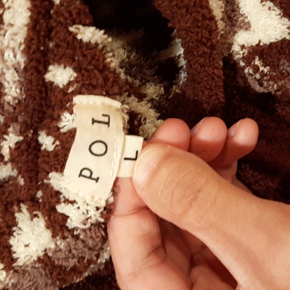 🐎POL Brown and White Berber Chevron Soft Hooded Sweater (Large)🐎 - Picture 8 of 9